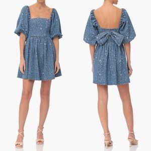 Avec Les Files Heart Puff sleeve babydoll mini dress